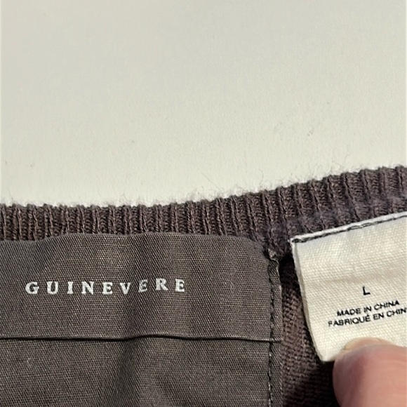 ANTHROPOLOGIE GUINEVERE BROWN BUTTON UP SCALLOPED SWEATER SIZE L - Picture 8 of 13